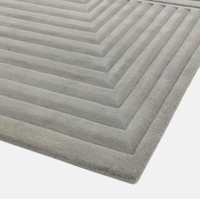 Contemporary Plain Form Geometric Rug - Silver - Sizes Available