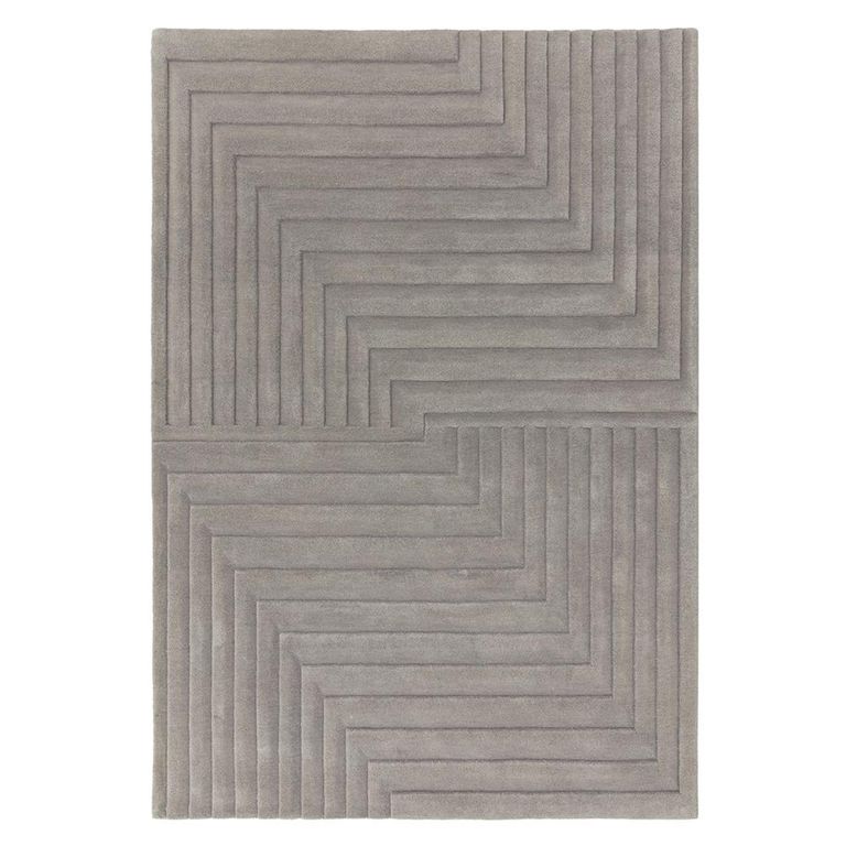 Contemporary Plain Form Geometric Rug - Silver - Sizes Available