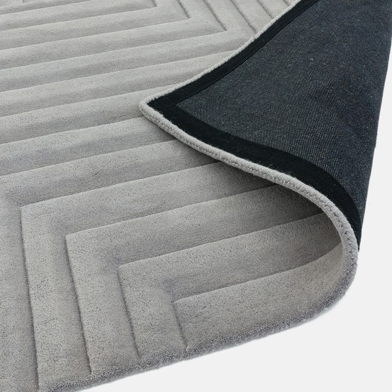 Contemporary Plain Form Geometric Rug - Silver - Sizes Available