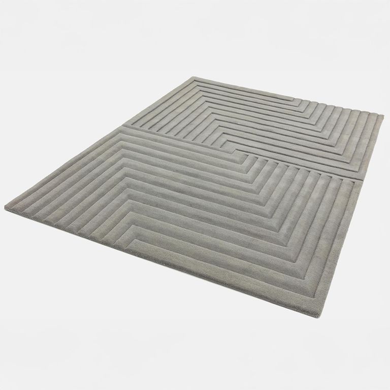 Contemporary Plain Form Geometric Rug - Silver - Sizes Available