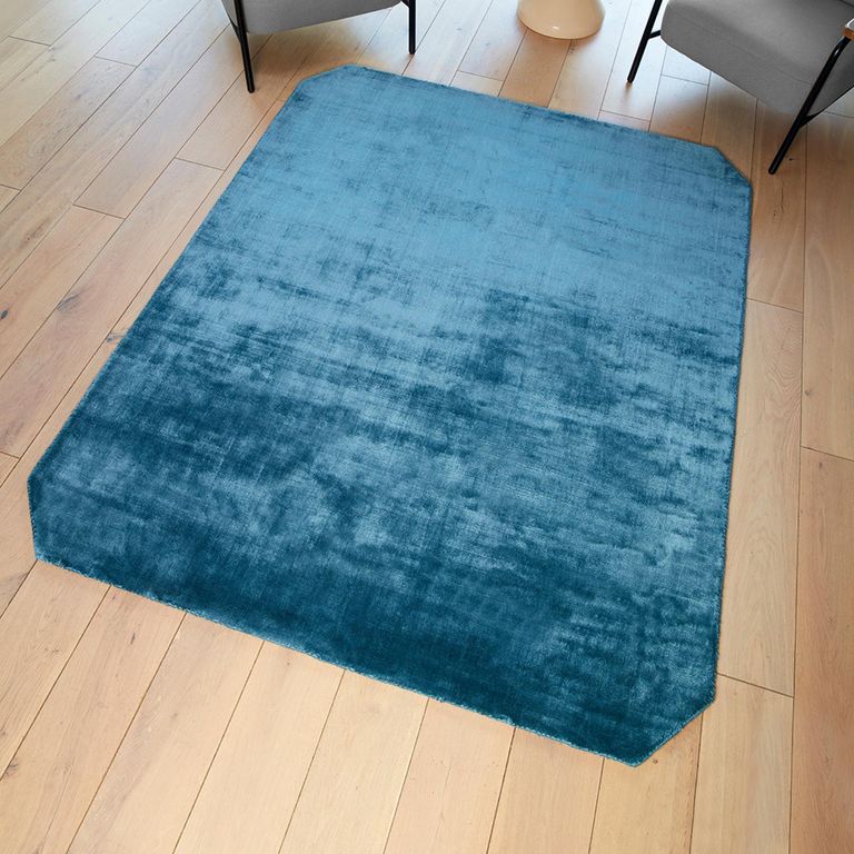Contemporary Plain Gleam Rug - Teal - 160cm x 230cm