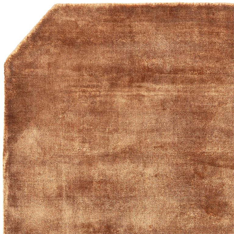 Contemporary Plain Gleam Rug - Terracotta - Sizes Available