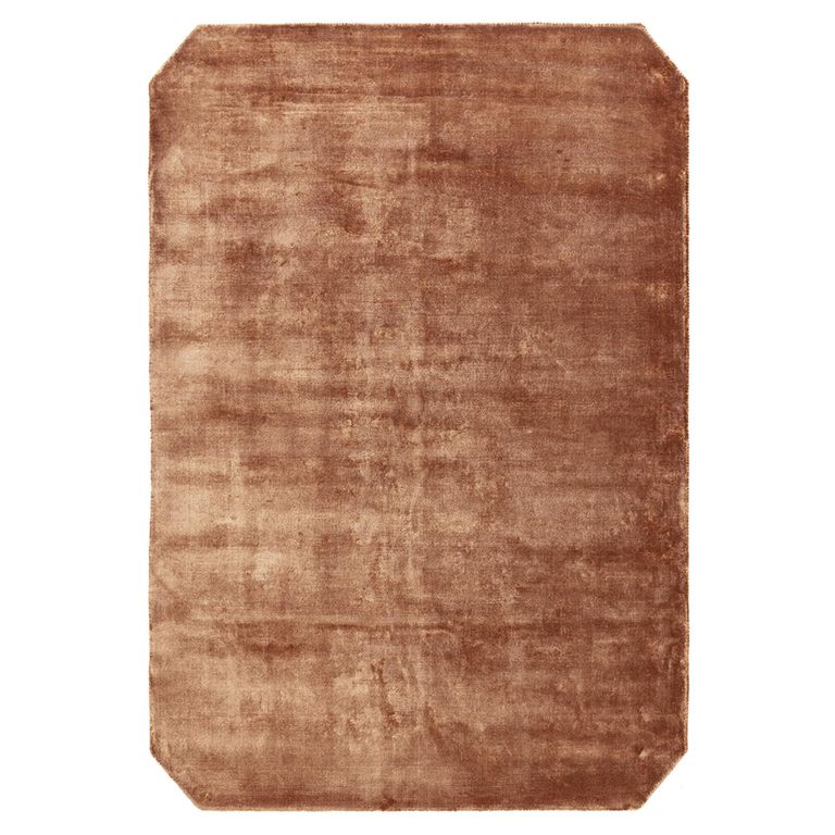 Contemporary Plain Gleam Rug - Terracotta - Sizes Available