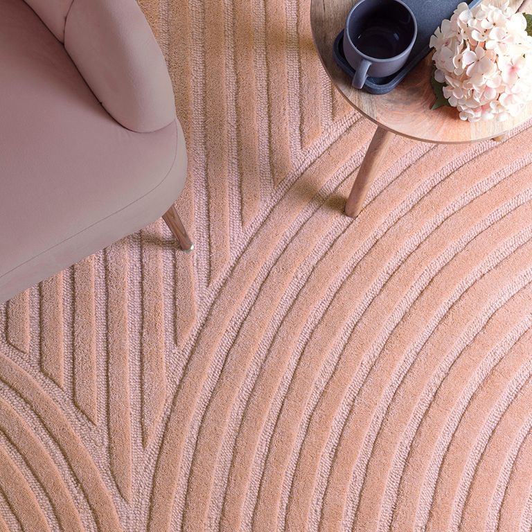 Contemporary Plain Hague Rug - Blush - Sizes Available