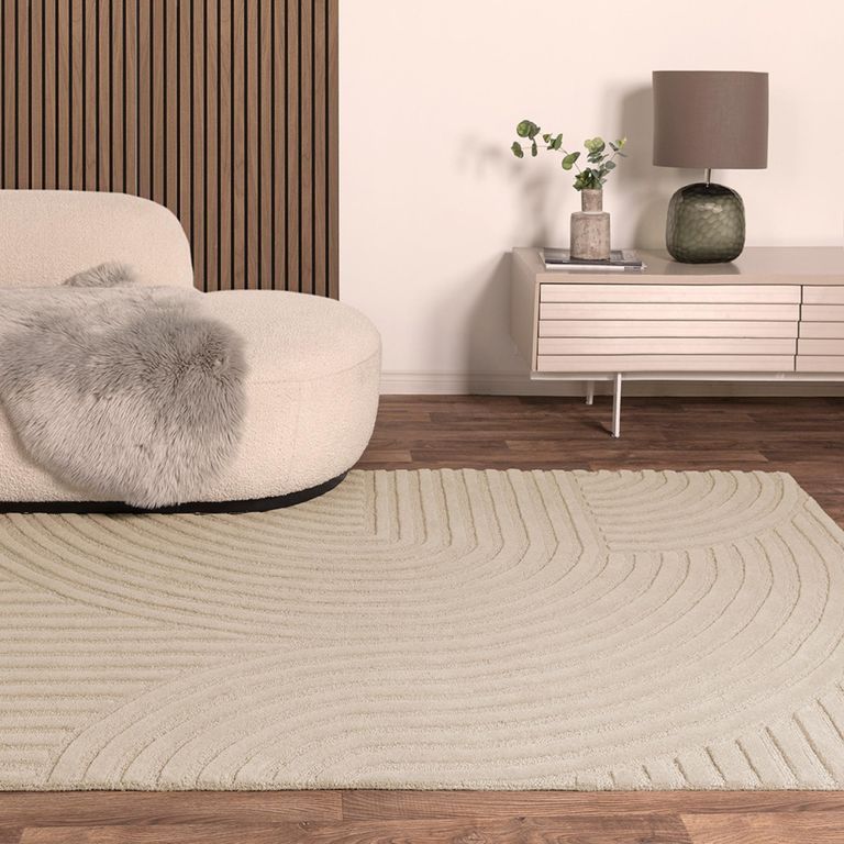 Contemporary Plain Hague Rug - Sand - Sizes Available
