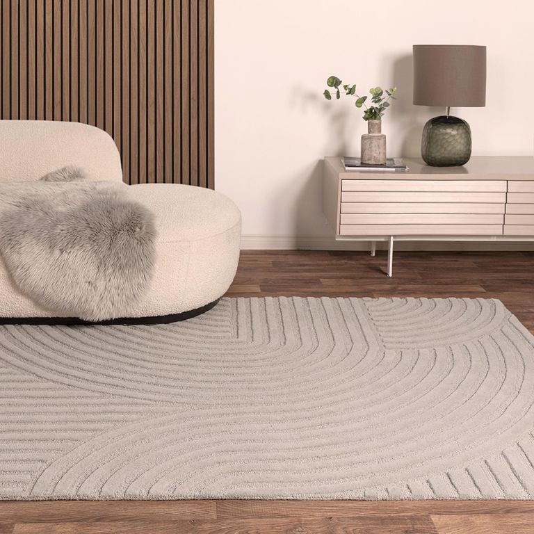 Contemporary Plain Hague Rug - Silver - Sizes Available