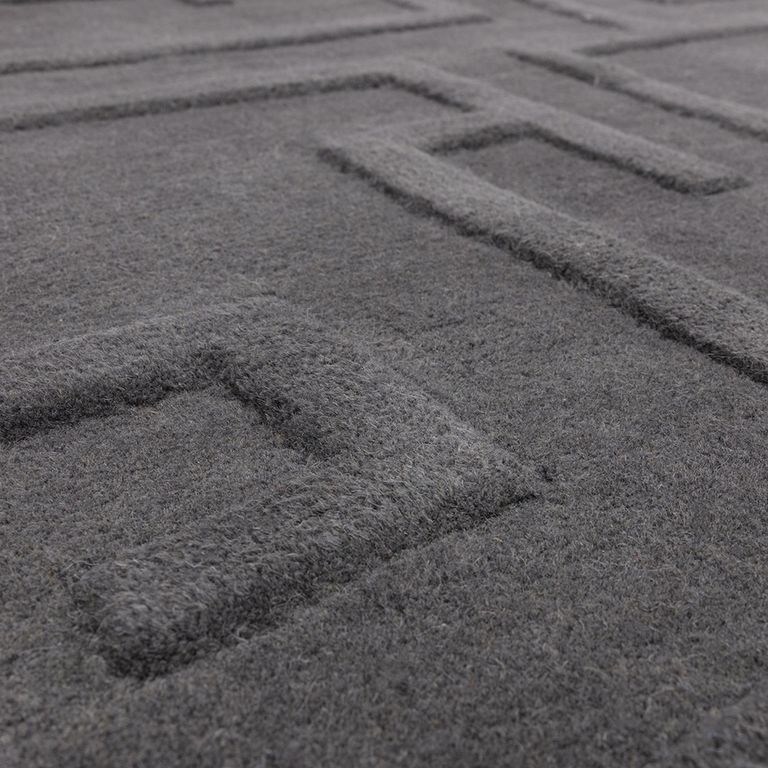 Contemporary Plain Maze Rug - Charcoal - Sizes Available