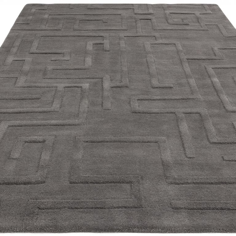 Contemporary Plain Maze Rug - Charcoal - Sizes Available