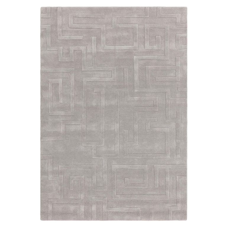 Contemporary Plain Maze Rug - Silver - Sizes Available