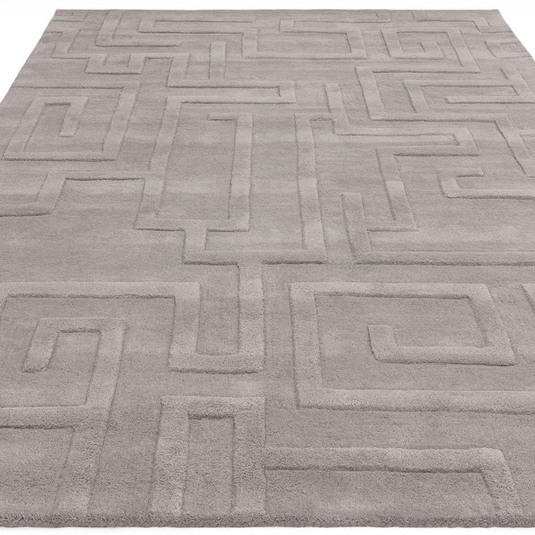 Contemporary Plain Maze Rug - Silver - Sizes Available