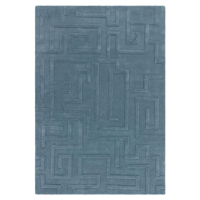 Contemporary Plain Maze Rug - Teal - Sizes Available