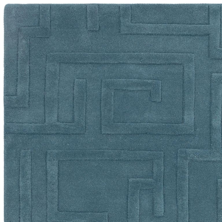 Contemporary Plain Maze Rug - Teal - Sizes Available