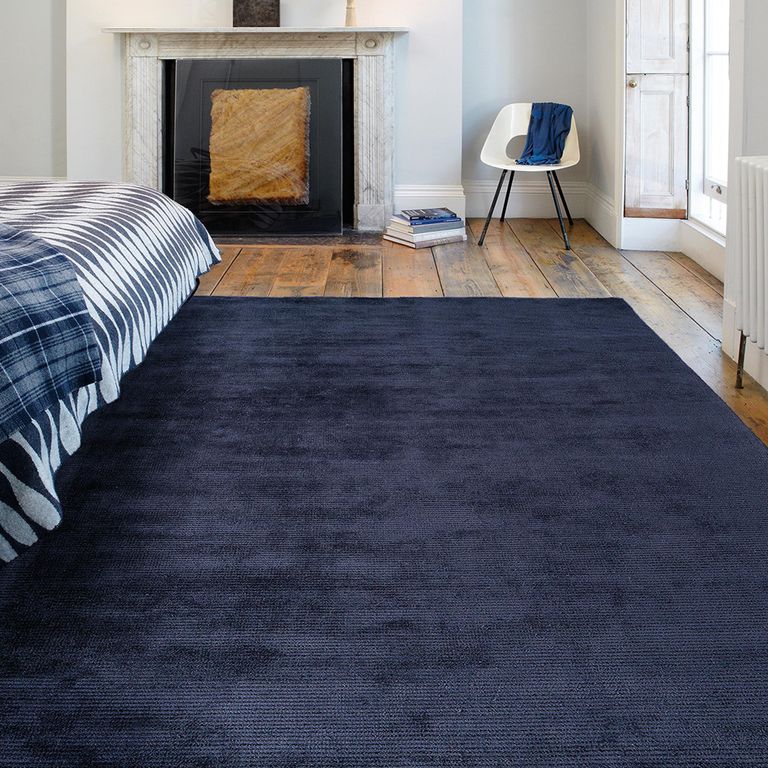 Contemporary Plain Reko Rug - Navy - Sizes Available