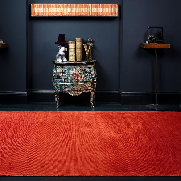 Contemporary Plain Reko Rug - Red - Sizes Available