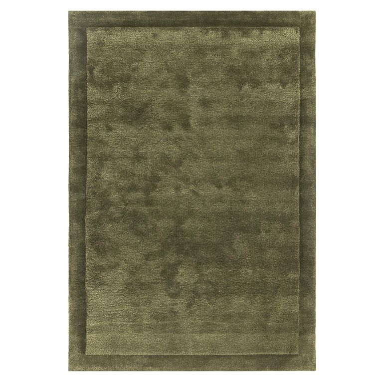 Contemporary Plain Rise Rug - Olive - Sizes Available