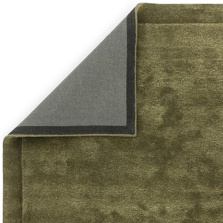 Contemporary Plain Rise Rug - Olive - Sizes Available