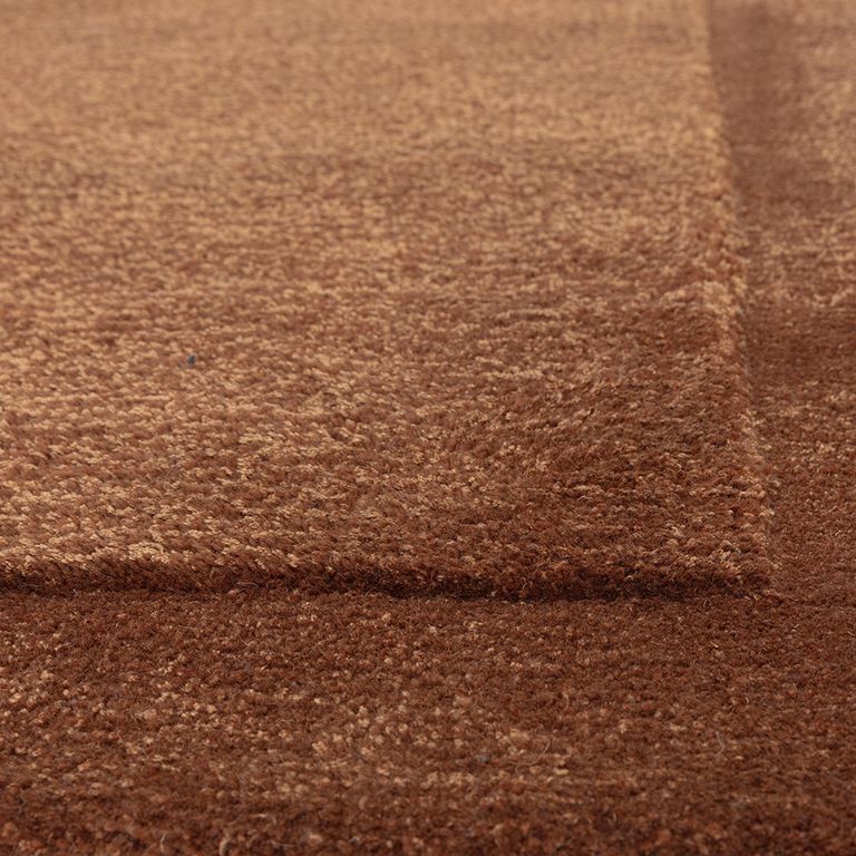 Contemporary Plain Rise Rug - Rust - Sizes Available