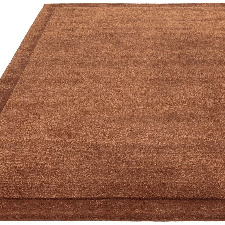 Contemporary Plain Rise Rug - Rust - Sizes Available