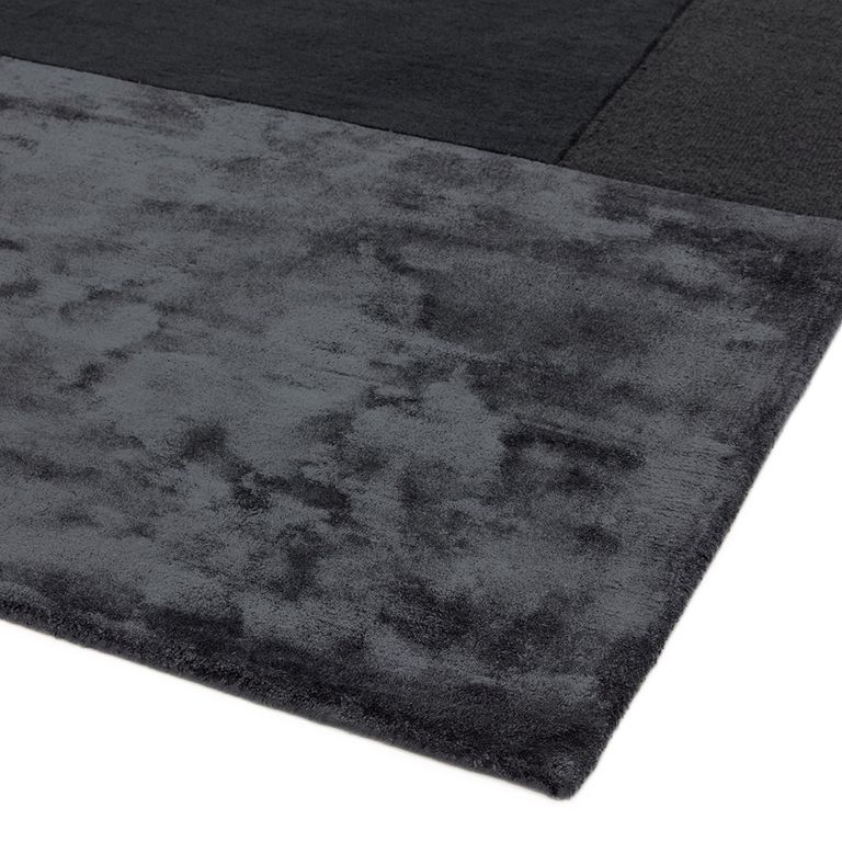 Contemporary Plain Tate Tonal Textures Rug - Charcoal - Sizes Available