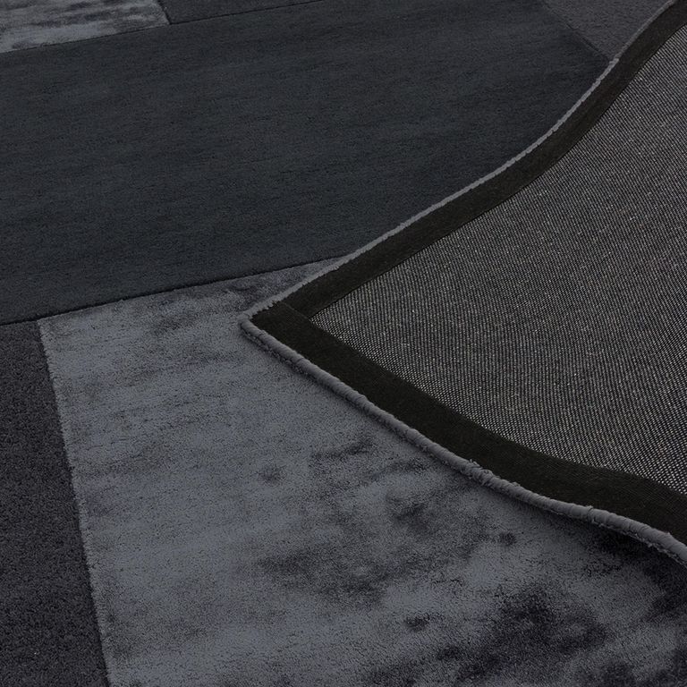 Contemporary Plain Tate Tonal Textures Rug - Charcoal - Sizes Available