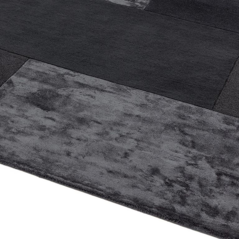 Contemporary Plain Tate Tonal Textures Rug - Charcoal - Sizes Available