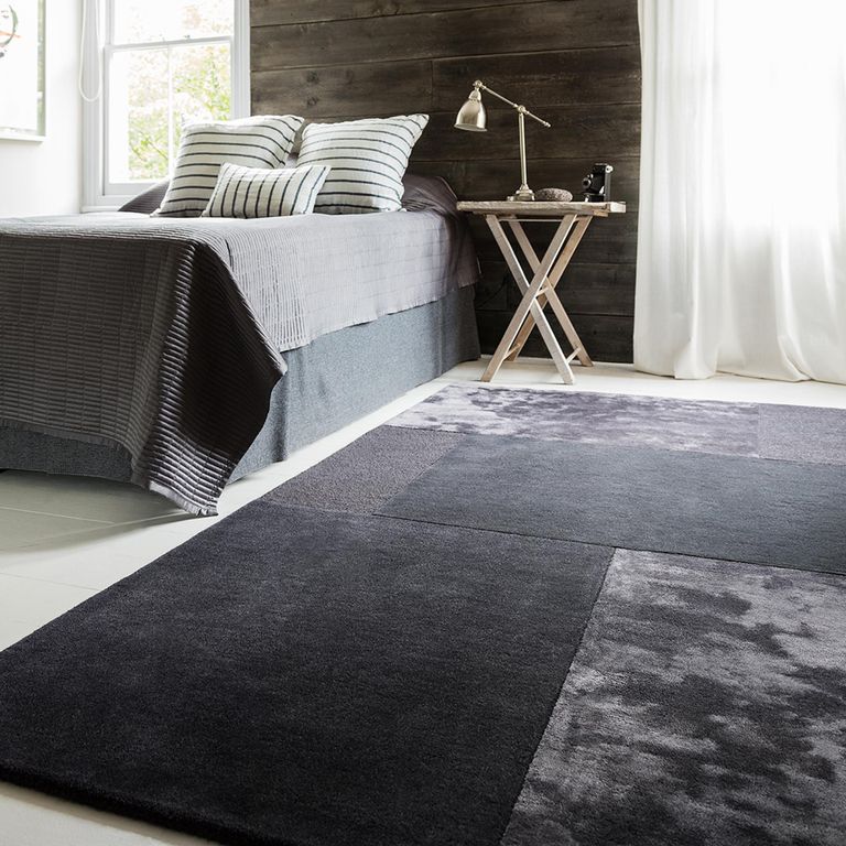 Contemporary Plain Tate Tonal Textures Rug - Charcoal - Sizes Available