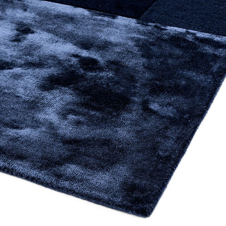 Contemporary Plain Tate Tonal Textures Rug - Navy - Sizes Available