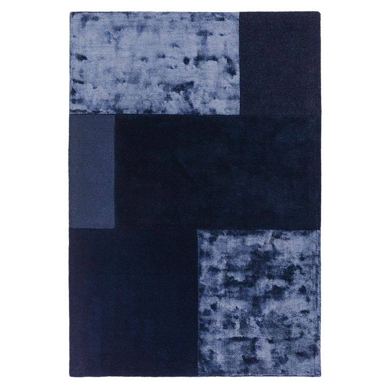 Contemporary Plain Tate Tonal Textures Rug - Navy - Sizes Available