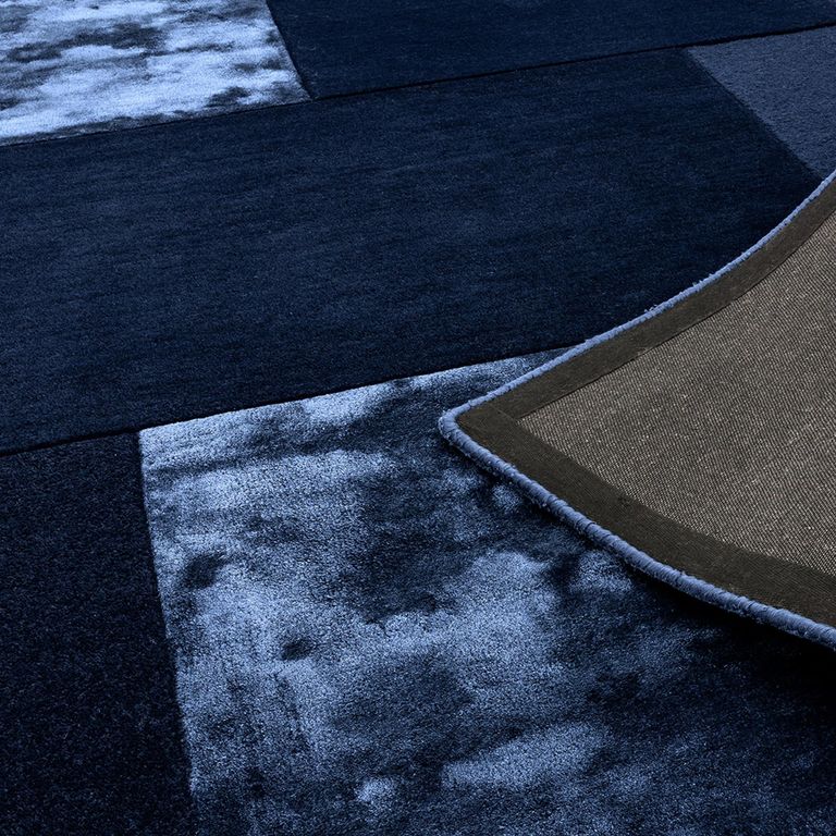 Contemporary Plain Tate Tonal Textures Rug - Navy - Sizes Available