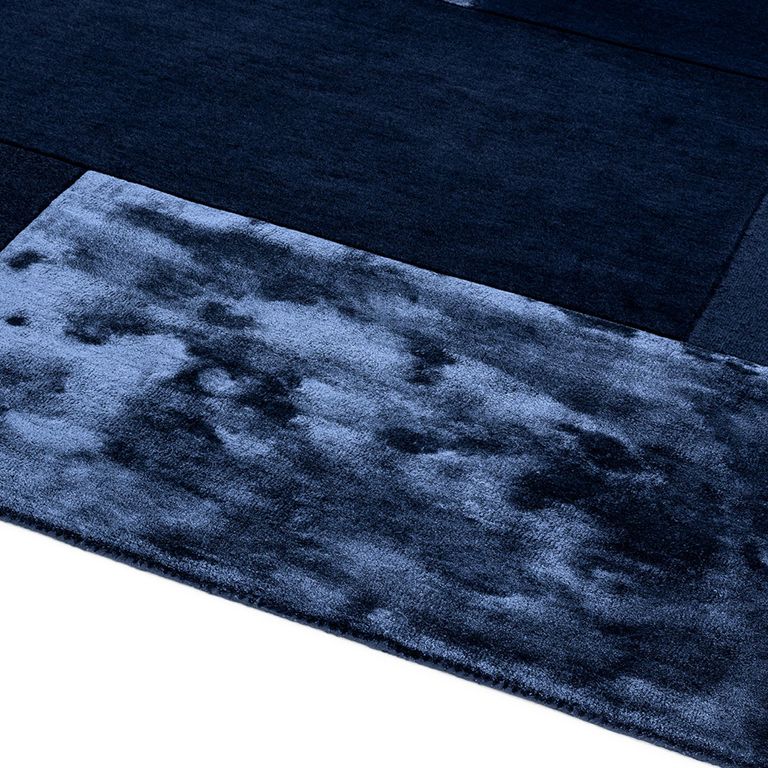 Contemporary Plain Tate Tonal Textures Rug - Navy - Sizes Available