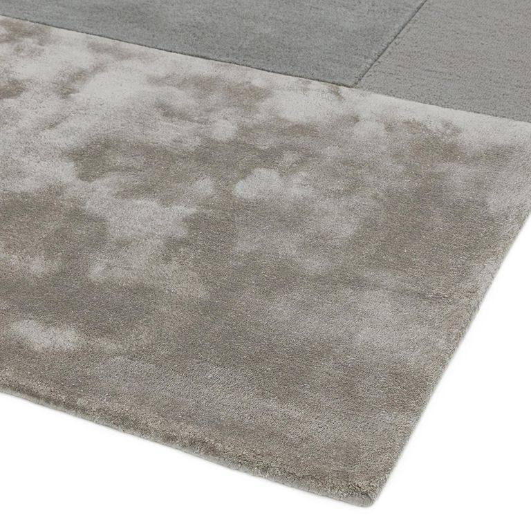 Contemporary Plain Tate Tonal Textures Rug - Silver - Sizes Available