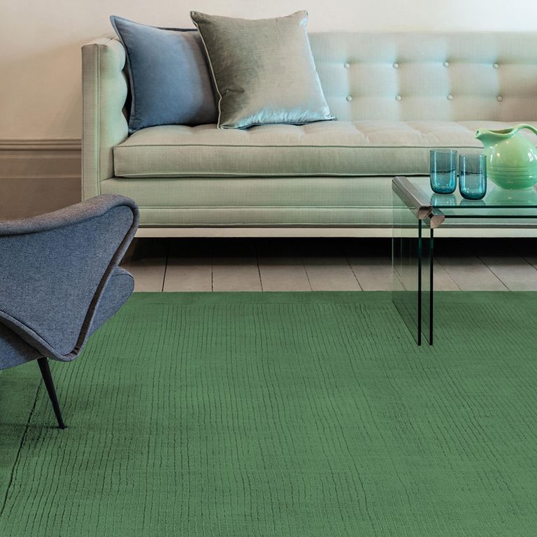 Contemporary Plain York Rug - Forest Green - Sizes Available