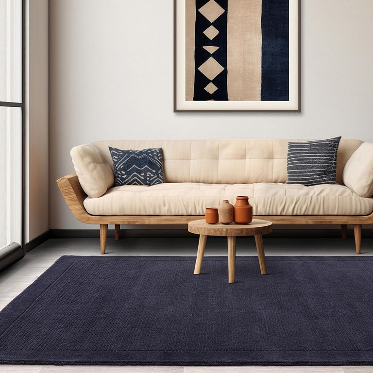 Contemporary Plain York Rug - Navy - Sizes Available