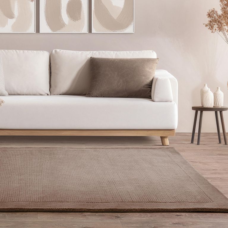 Contemporary Plain York Rug - Taupe - Sizes Available