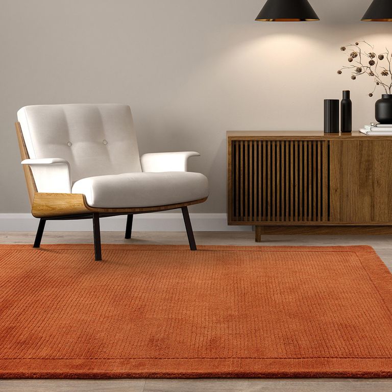 Contemporary Plain York Rug - Terracotta - Sizes Available