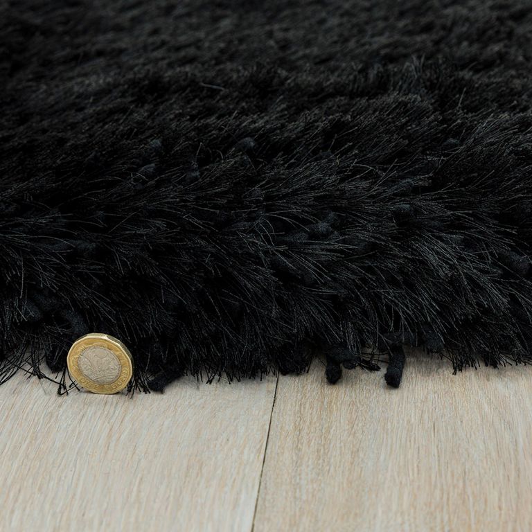 Cosy Textures Plush Rug - Black - Sizes Available