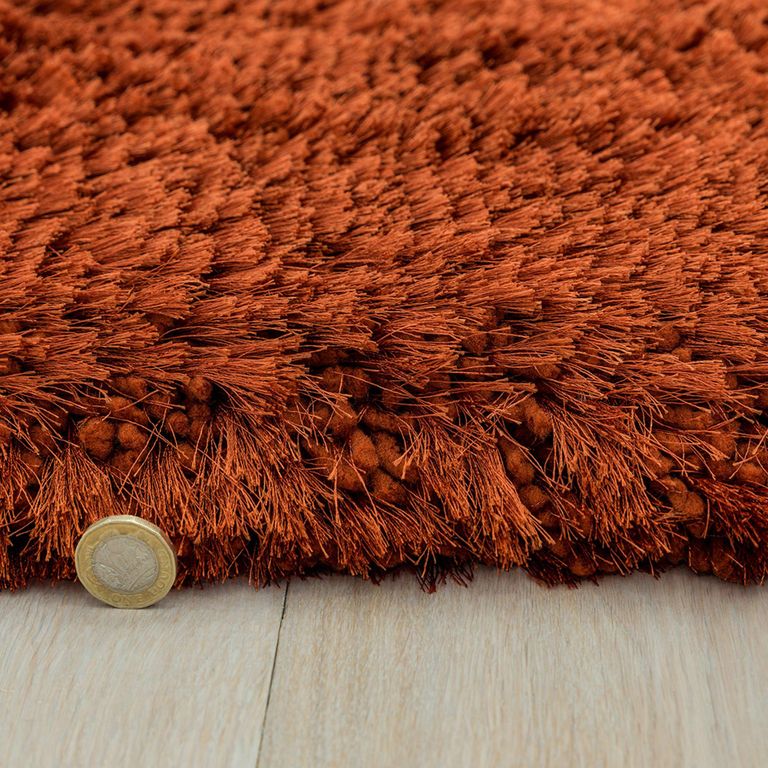 Cosy Textures Plush Rug - Rust - Sizes Available