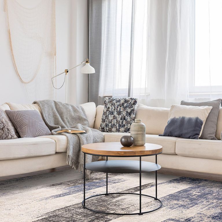 Easy Kuza Rug - Lines - Blue - Sizes Available