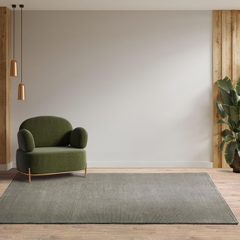 Easy Kuza Rug - Plain Stripe - Khaki - Sizes Available