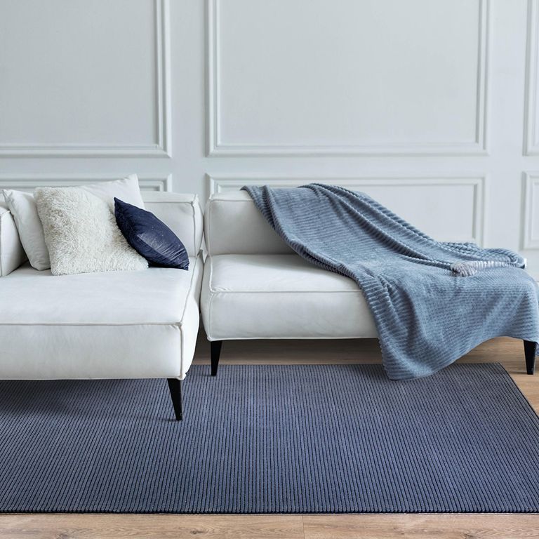 Easy Kuza Rug - Plain Stripe - Navy - Sizes Available