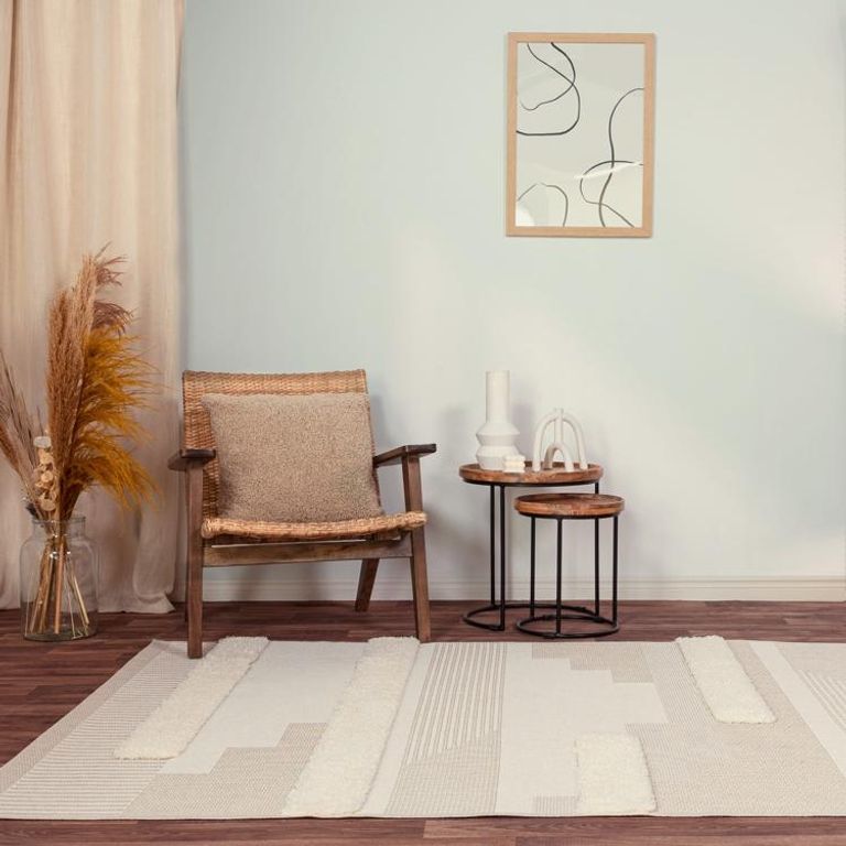 Easy Monty Rug - Geometric - MN06 - Natural and Cream - Sizes Available