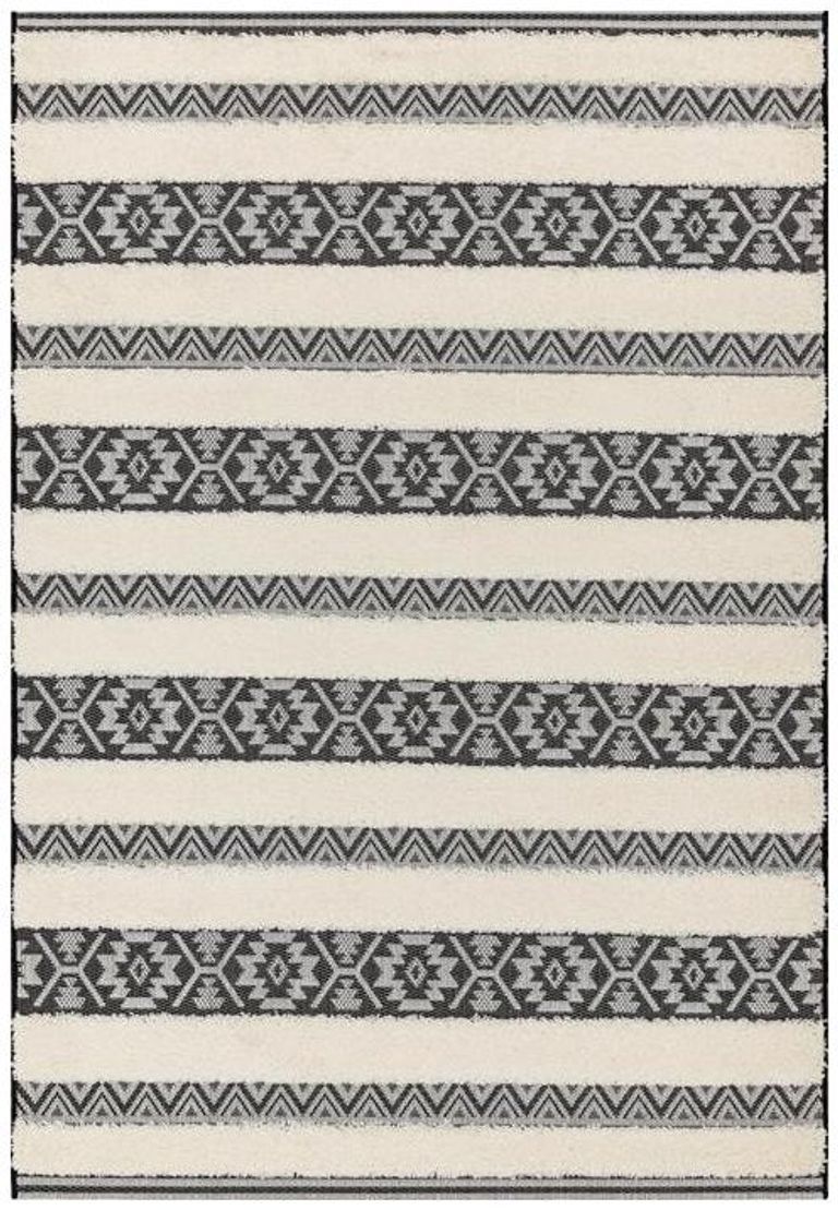 Easy Monty Rug - Stripe - MN03 - Black and Cream - Sizes Available