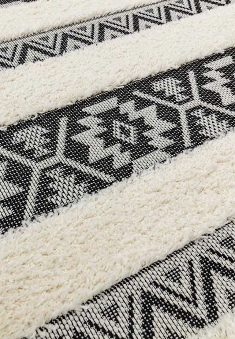 Easy Monty Rug - Stripe - MN03 - Black and Cream - Sizes Available