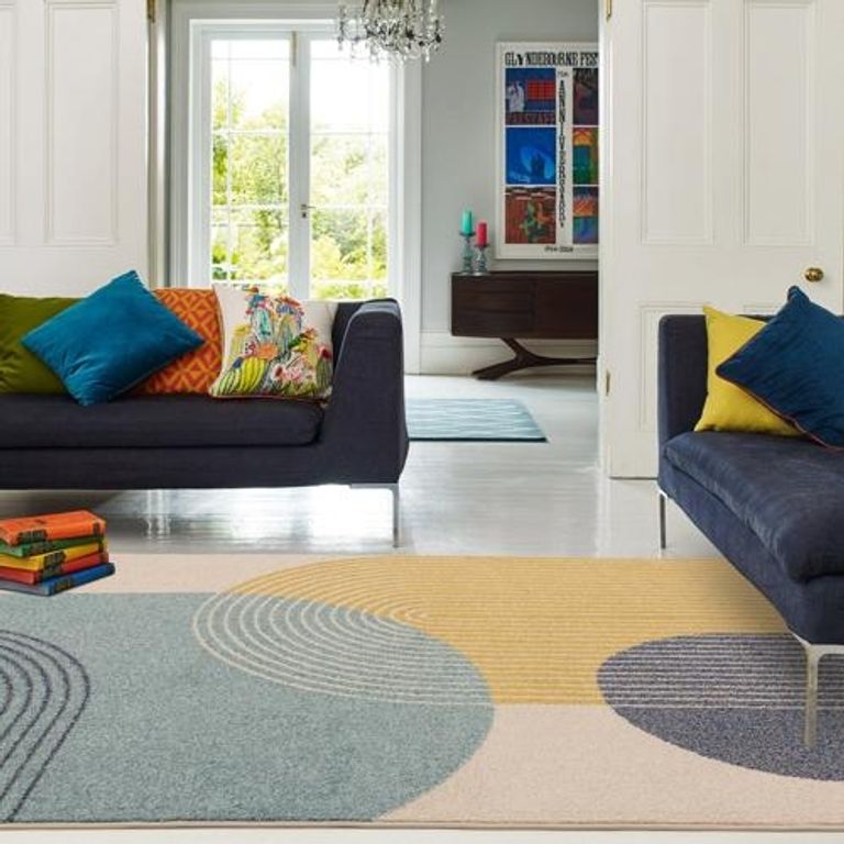 Easy Muse Rug - Retro - MU15 - Blue - Sizes Available