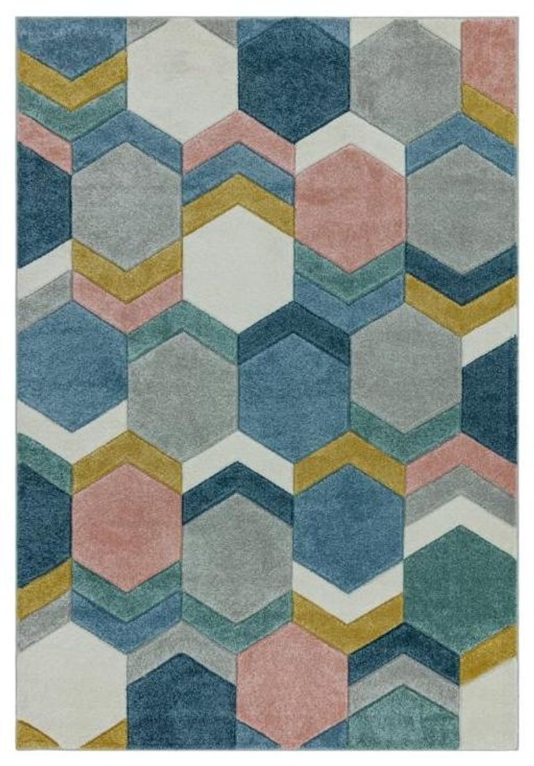 Easy Sketch Rug - Hexagon - Multi Colour - 80cm x 150cm