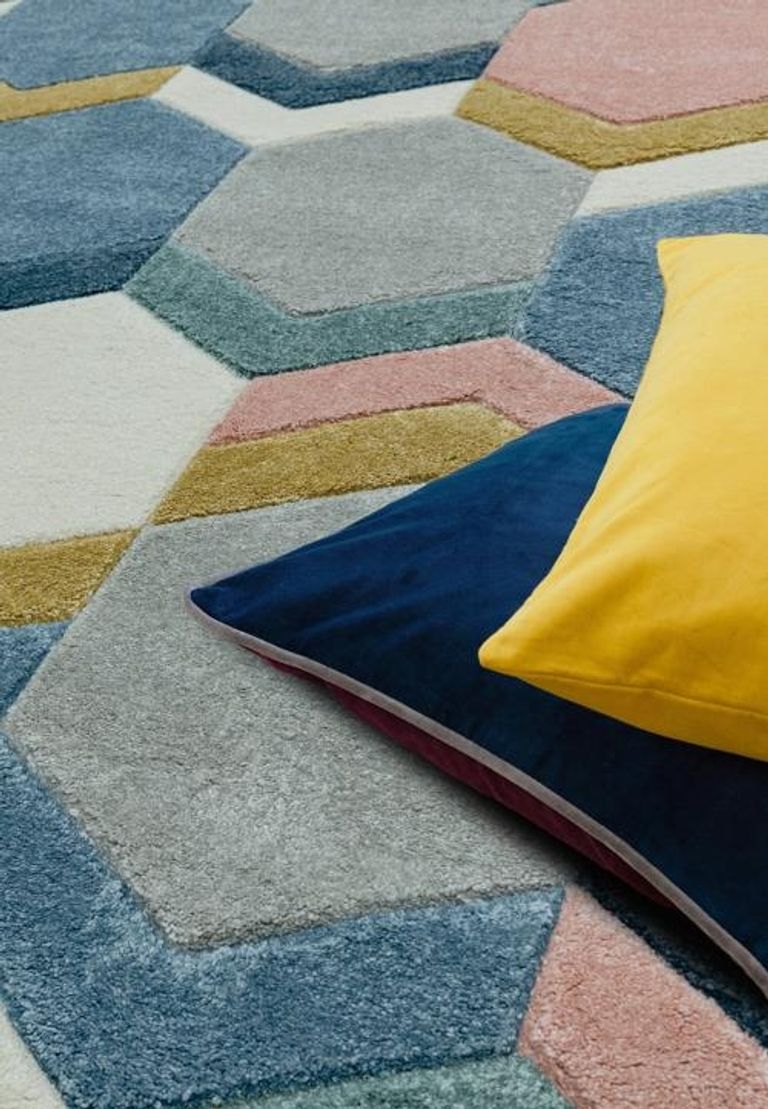 Easy Sketch Rug - Hexagon - Multi Colour - 80cm x 150cm