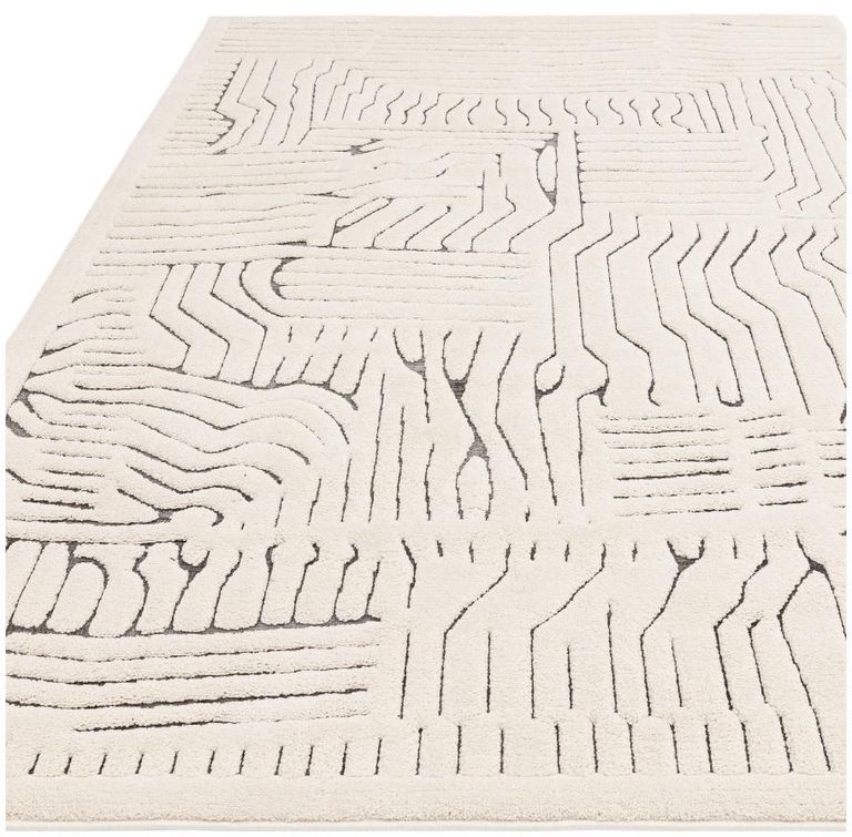 Easy Valley Route Rug - Ivory and Charcoal - 120cm x 170cm