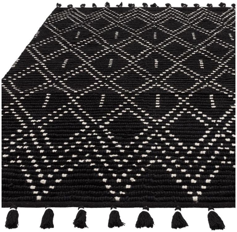 Natural Weaves Rug - Nepal - Black and Cream Diamond - Sizes Available