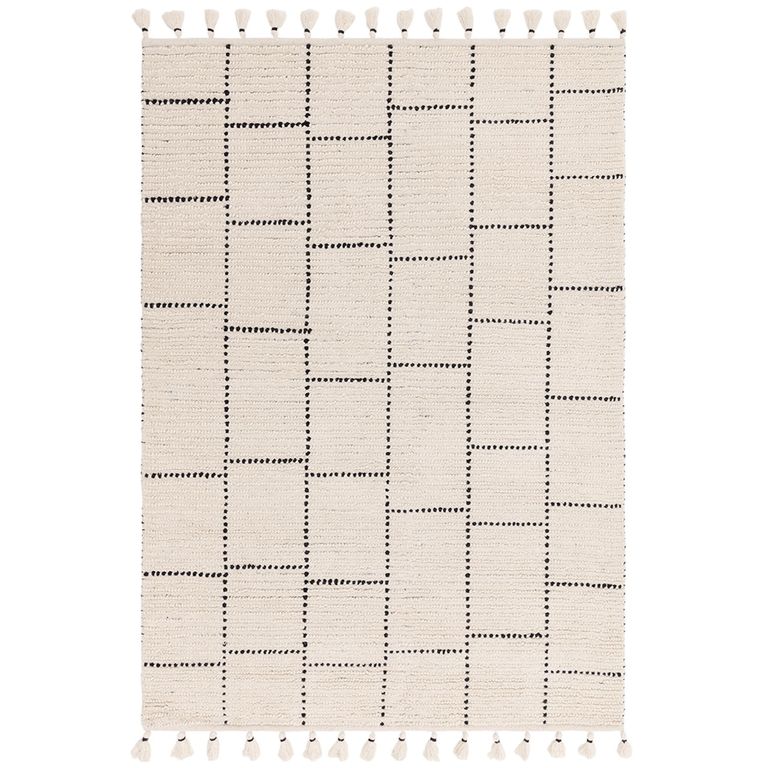 Natural Weaves Rug - Nepal - Cream and Black Tile - Sizes Available