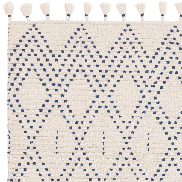 Natural Weaves Rug - Nepal - Cream and Blue - Diamond - Sizes Available